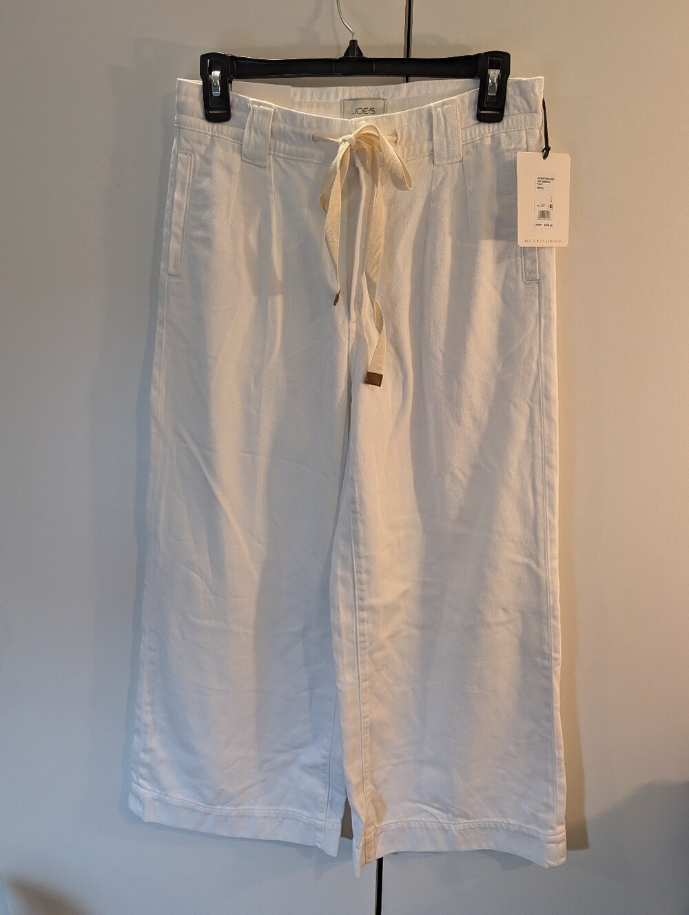 Joe's Womans The Addison Jeans White Drawstring Wide-Leg Pants Size 27 NWT
